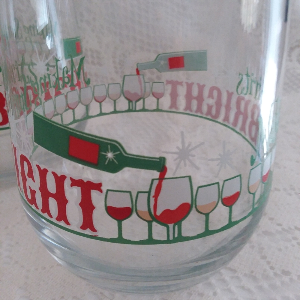 Set 4 Holiday Wine Glasses Making Spirits Bright